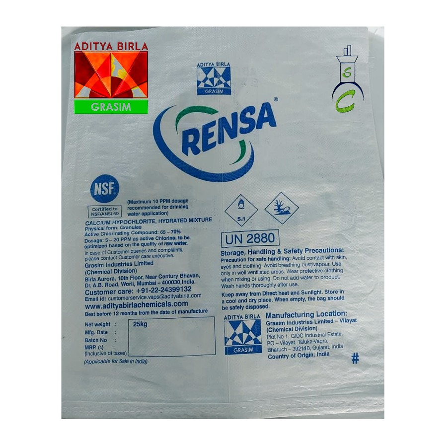 Calcium Hypochlorite (65–70%) Granules packaging — Suraj Chemicals